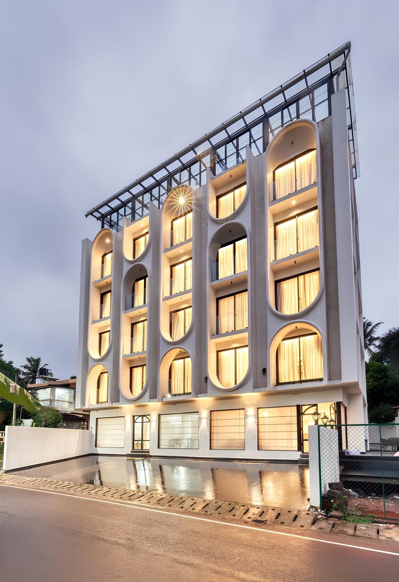 Siloy boutique hospitality building with its arched facade at Reis Magos, North Goa